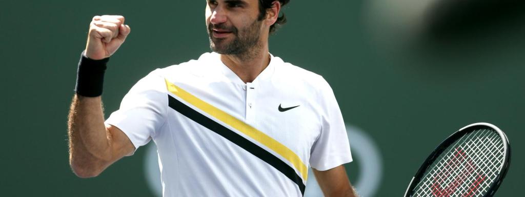 Federer, celebrando un punto en el partido ante Coric.