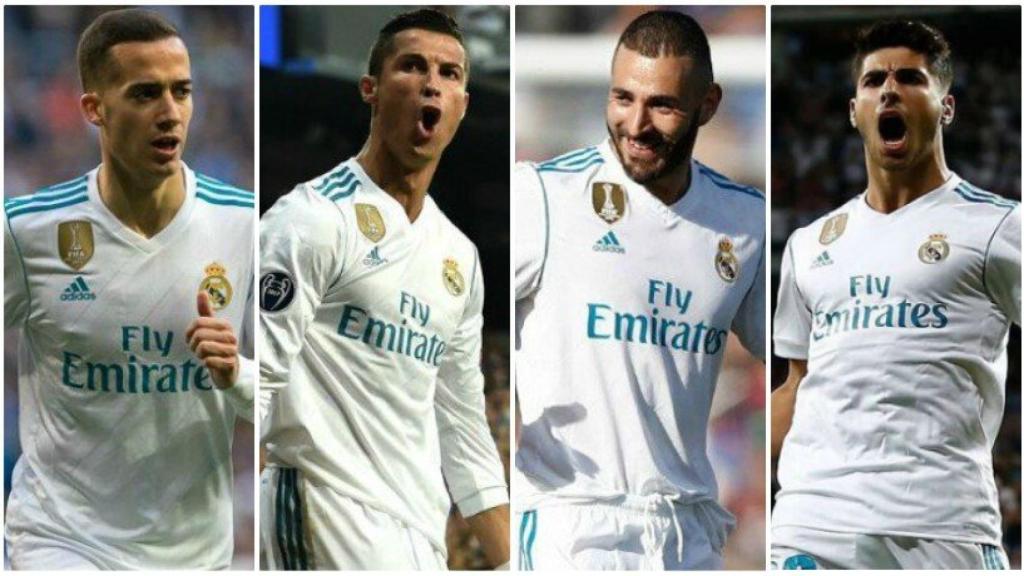 Lucas Vázquez, Cristiano Ronaldo, Benzema y Asensio