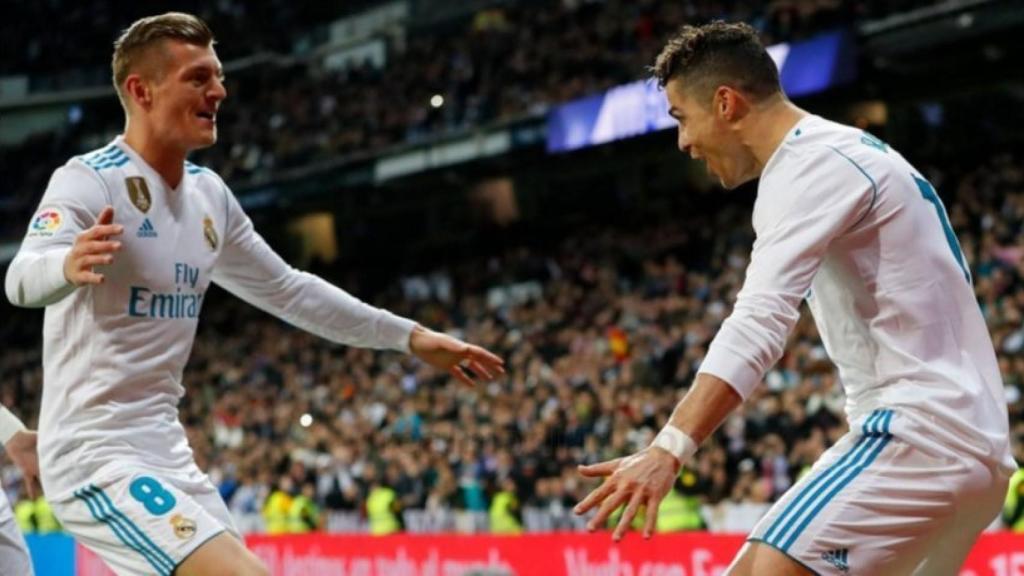 Kroos y Cristiano celebrando un gol