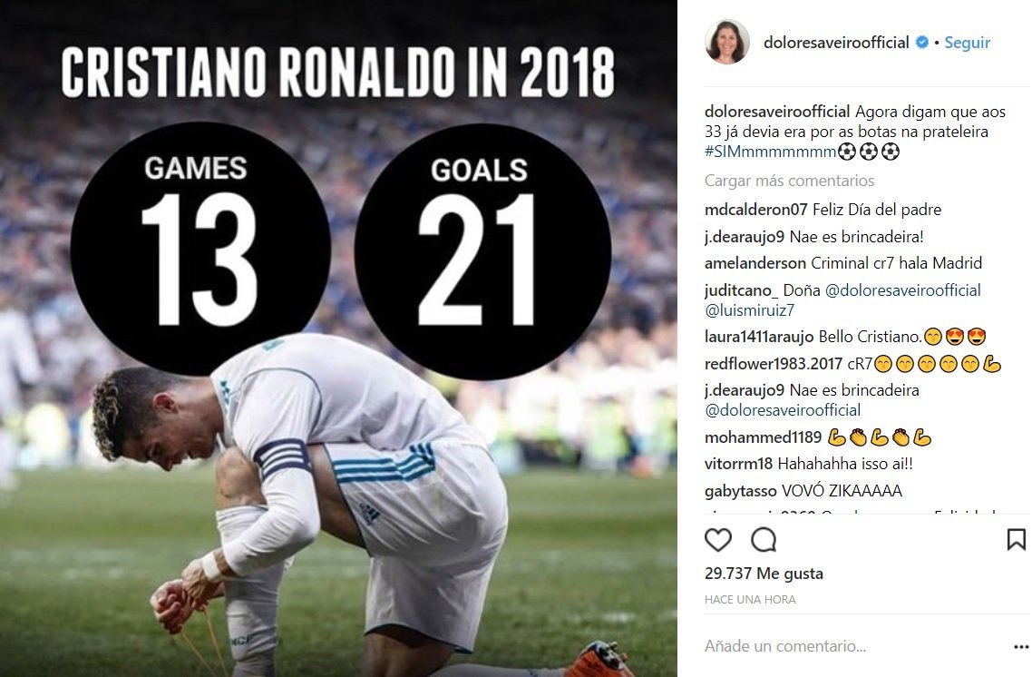 Mensaje de la madre de Cristiano en Instagram. Foto: Instagram (@doloresaveiroofficial)