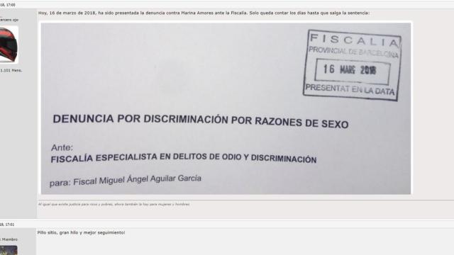 Esta es la captura de la supuesta denuncia que ha compartido el usuario de Forocoches.