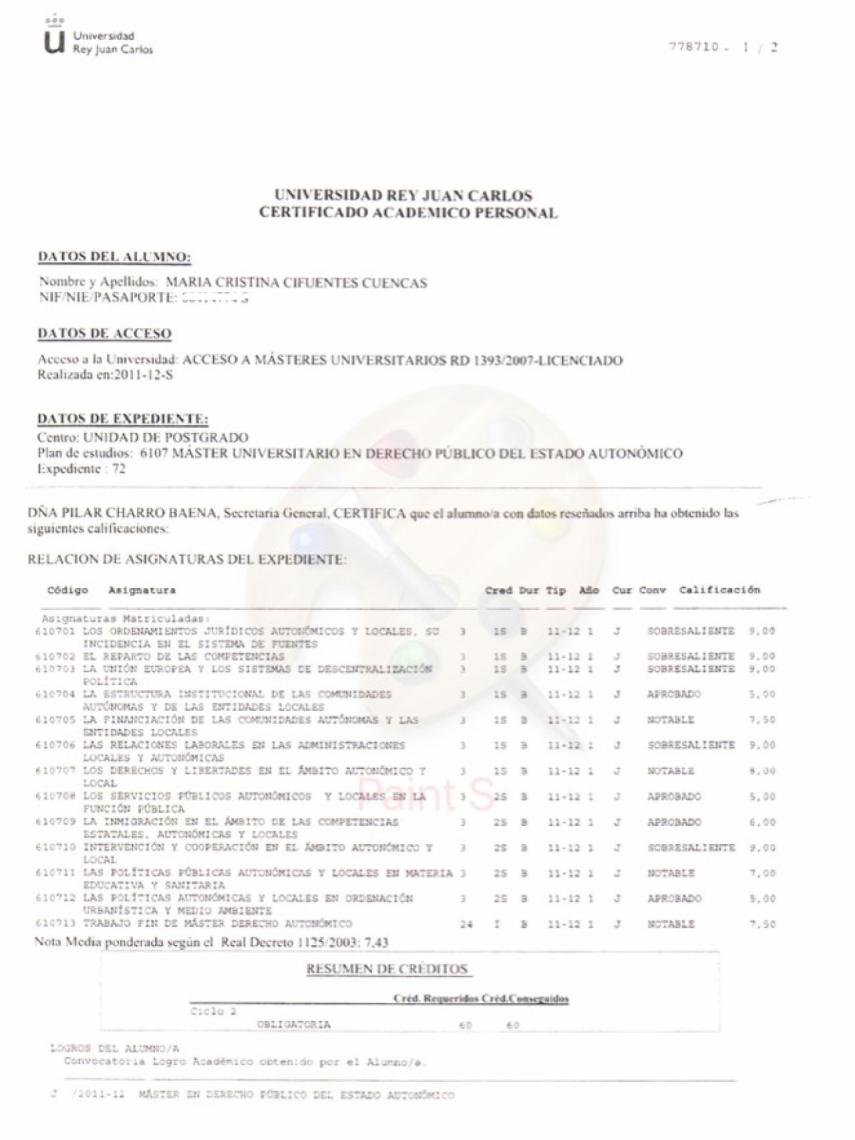 Certificado académico.