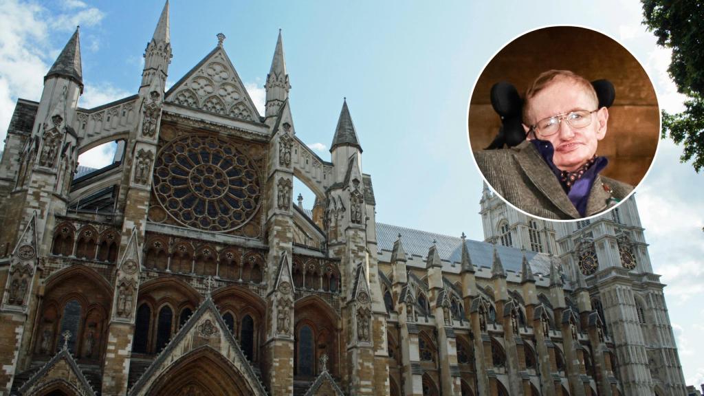 La Abadía de Westminster junto a Hawing en un montaje.