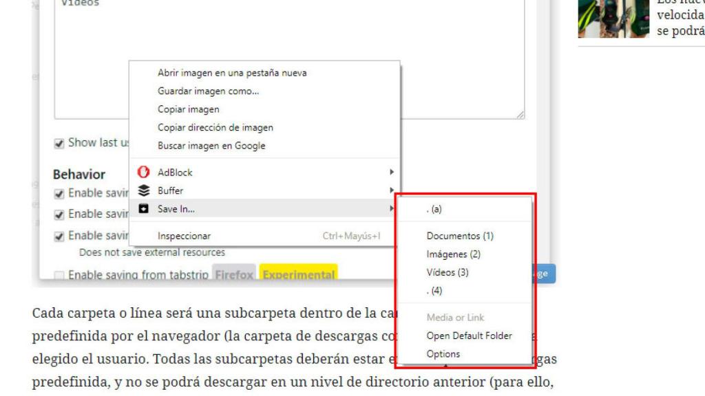 save in extension guardar descargas carpetas google chrome mozilla firefox destacada