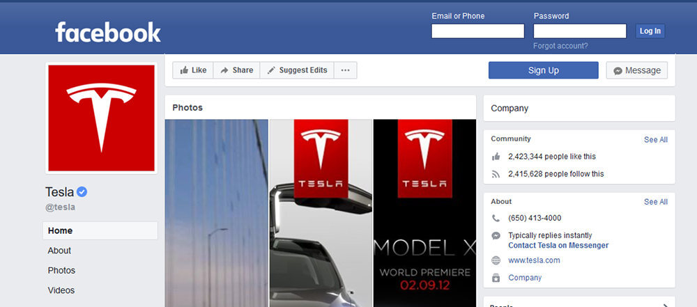 facebook tesla