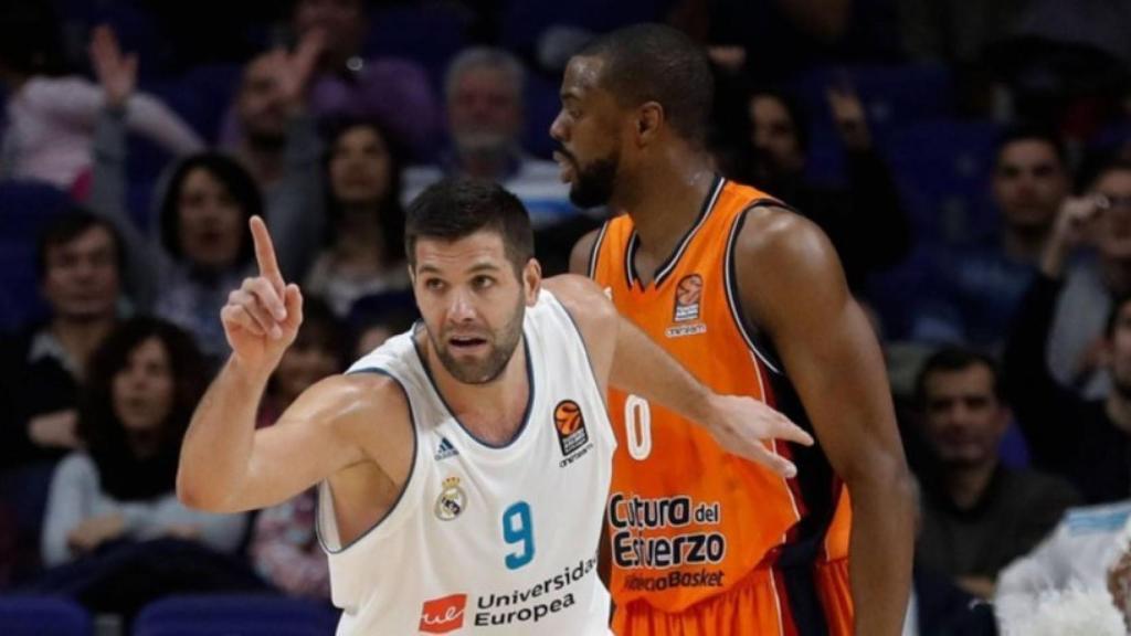 Felipe Reyes en un partido de Euroliga