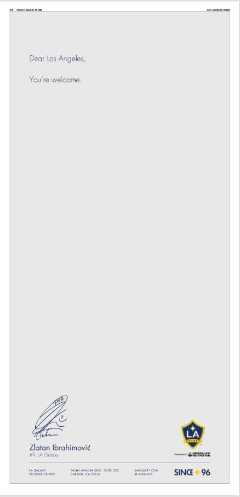 Ibrahimovic fiel a su estilo: así anunció su fichaje por los Galaxy