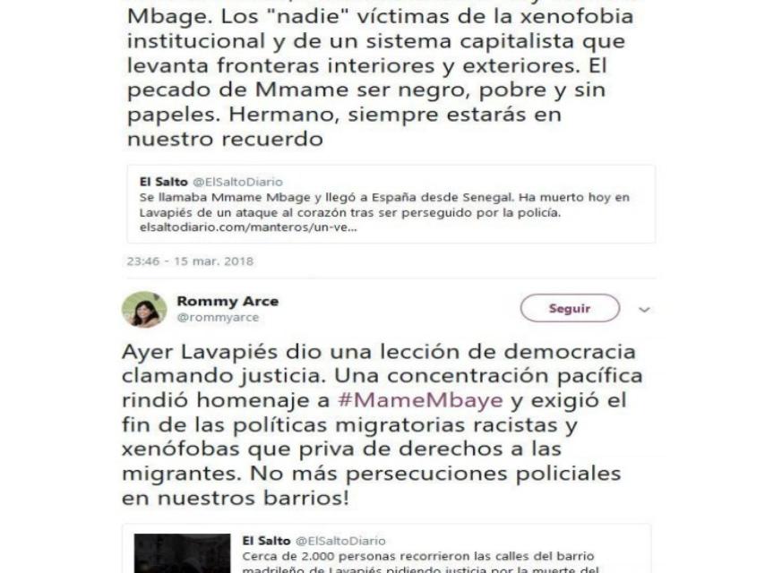 Mensajes publicados por la concejal Rommy Arce