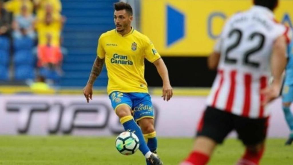 Ximo Navarro, jugador de Las Palmas, ante el Athletic. Foto: udlaspalmas.es