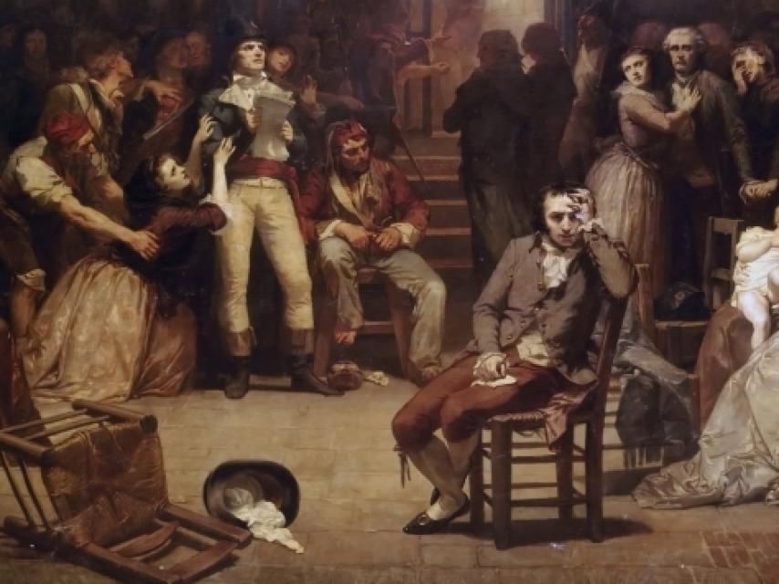 Chenier, en primer planto, en el cuadro de Muller en el Museo de la Revolución de Vizille.