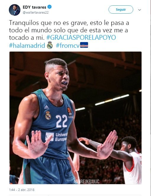 Tavares tranquiliza al madridismo sobre su lesión