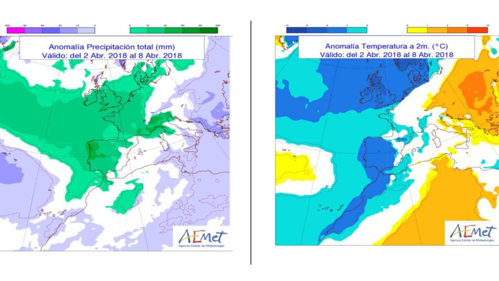 Precipitaciones y anomalías de temperaturas en la primera semana del mes.