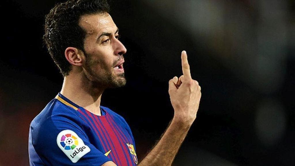 Sergio Busquets, en el partido Barcelona - Chelsea de Champions.