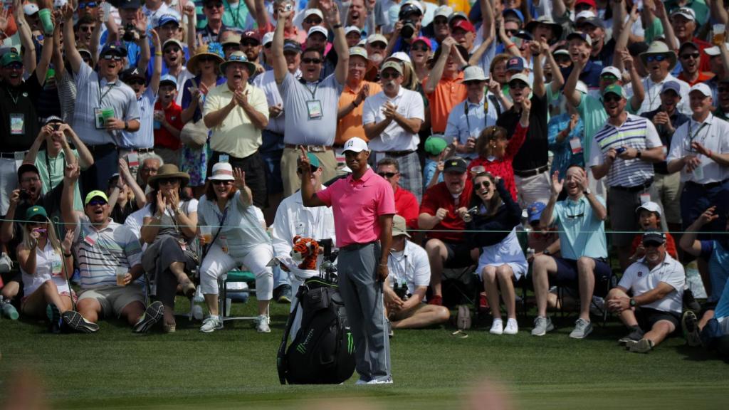 Woods, centro de todas las miradas, durante la primera jornada de entrenamientos.