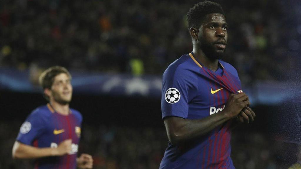 Umtiti celebra un gol con el Barça. Foto: fcbarcelona.es