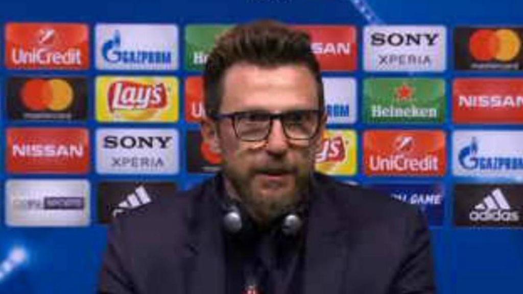 Di Francesco en rueda de prensa. Foto: Twitter (@chirichampions)