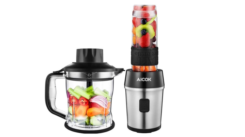 Posee funciones de licuadora y picadora.