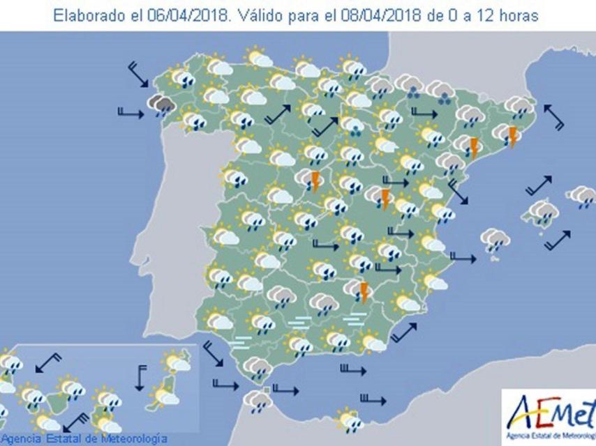 Mapa del tiempo para este domingo.