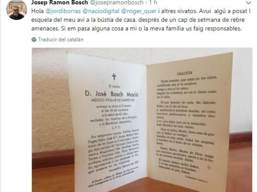 Tuit de José Ramómn Bosch.