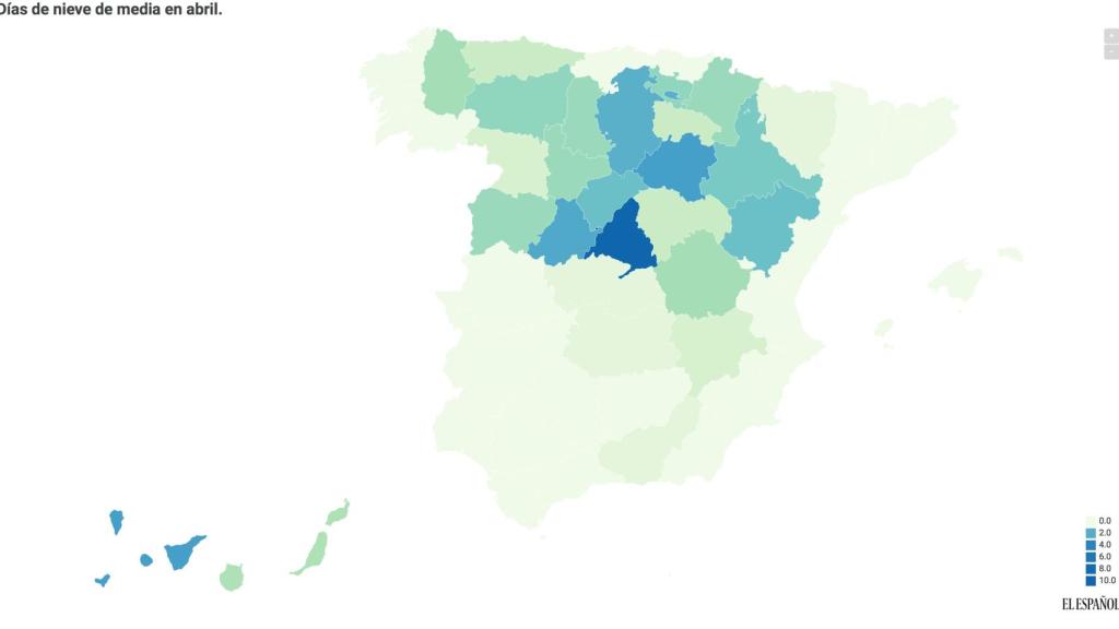 Días de nieve de media en abril.