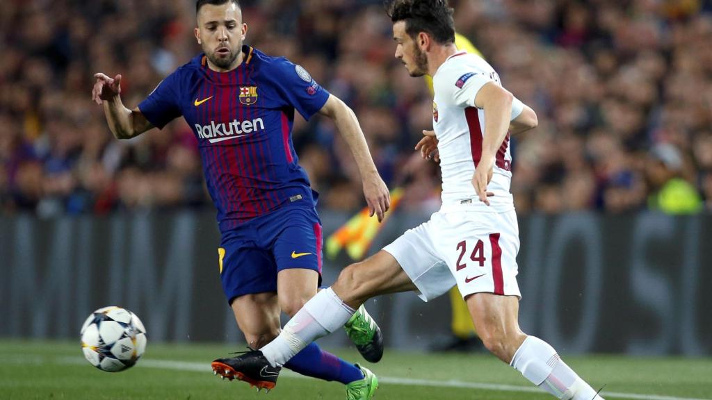 Jordi Alba, en el partido de ida ante la Roma.