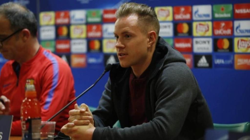 Ter Stegen, en rueda de prensa. Foto: Twitter (@FCBarcelona_es)