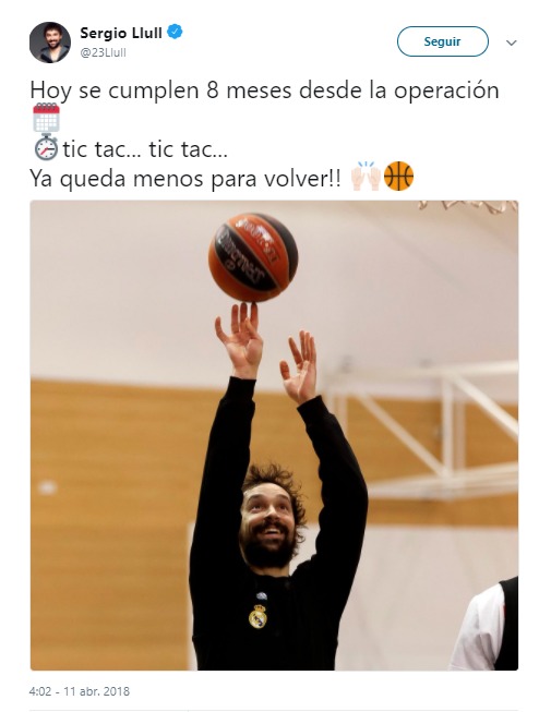 Sergio Llull, inquieto: cuenta los minutos para su vuelta al equipo