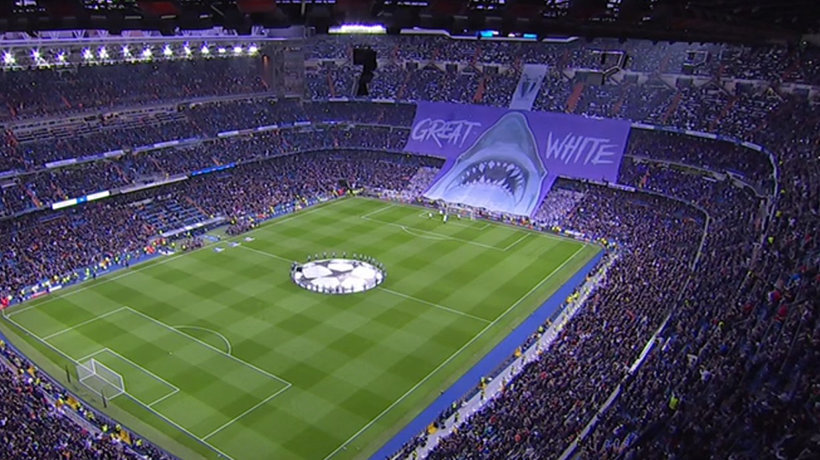Así fue el tifo de la Grada Fans RMCF ante la Juventus