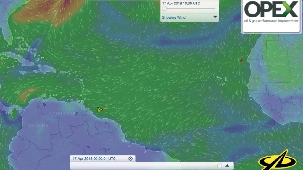 La posición actual de Aventura.