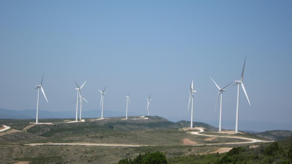 Un parque de aerogeneradores en Aragón.