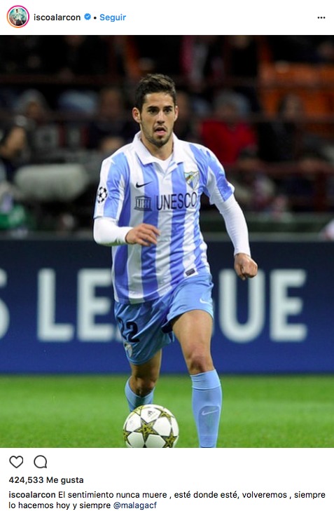 El emotivo mensaje de Isco al Málaga tras descender