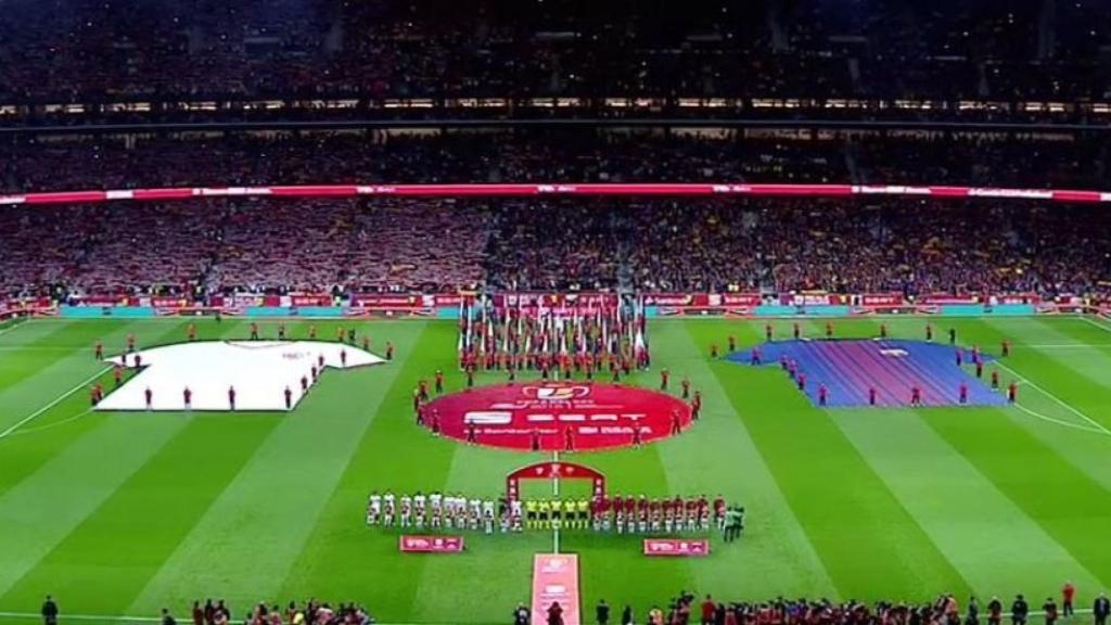 Final de la Copa del Rey entre el Sevilla y el Barcelona, disputada en el Wanda Metropolitano. Foto: Twitter (@elchiringuitotv)