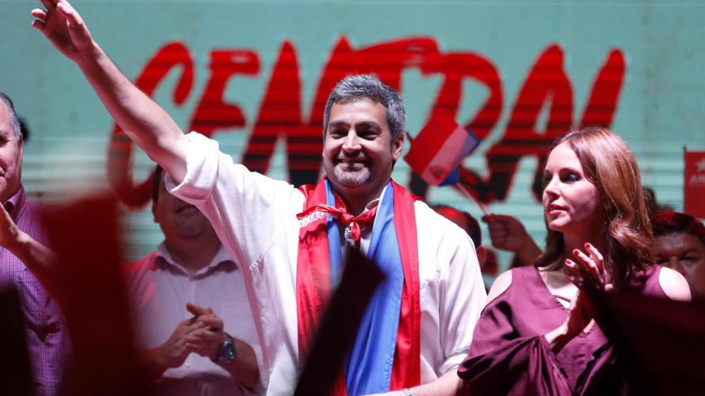 Mario Abdo Benitez, durante un mitin de la campaña.