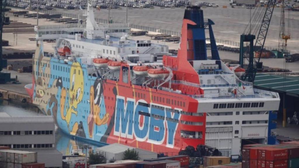 El barco Moby, donde se alojaron las fuerzas del orden que viajaron a Cataluña.