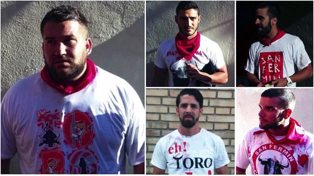 De izquierda a derecha y de arriba abajo: José Ángel Prenda, el militar Alfonso Jesús Cabezuelo Entrena, el guardia civil Antonio Manuel Guerrero Escudero, Jesús Escudero y Ángel Boza, acusados de violar en grupo a una joven en los Sanfermínes de 2016.