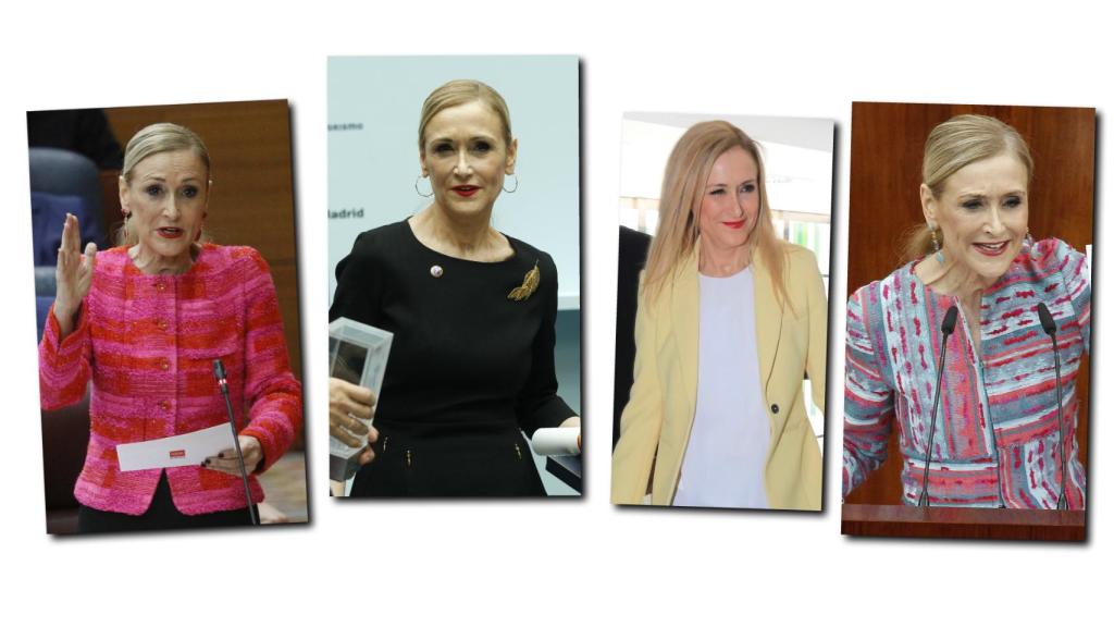 Los cuatro atuendos de Cifuentes en cuatro momentos clave.