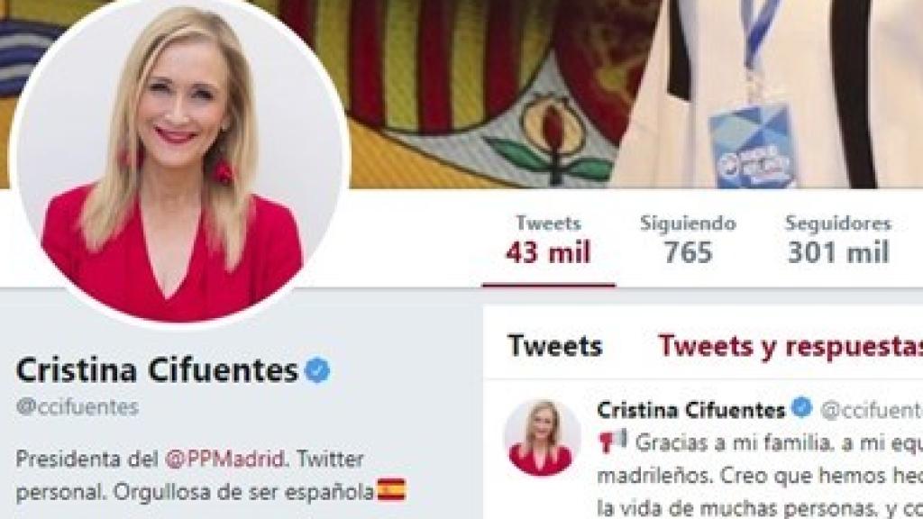 El perfil de Twitter de Cristina Cifuentes.