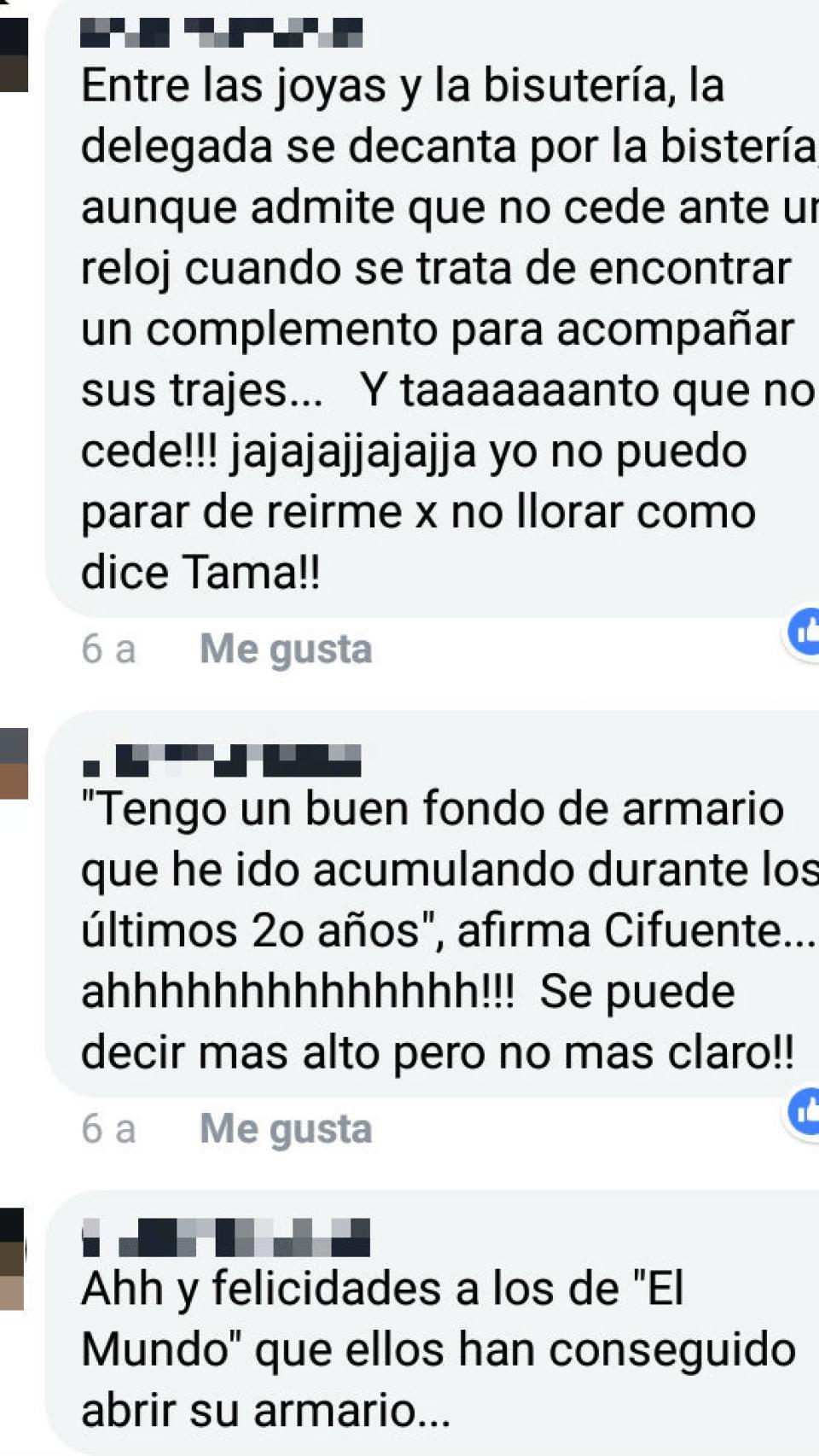 Mensajes intercambiados entre las alumnas en 2012.