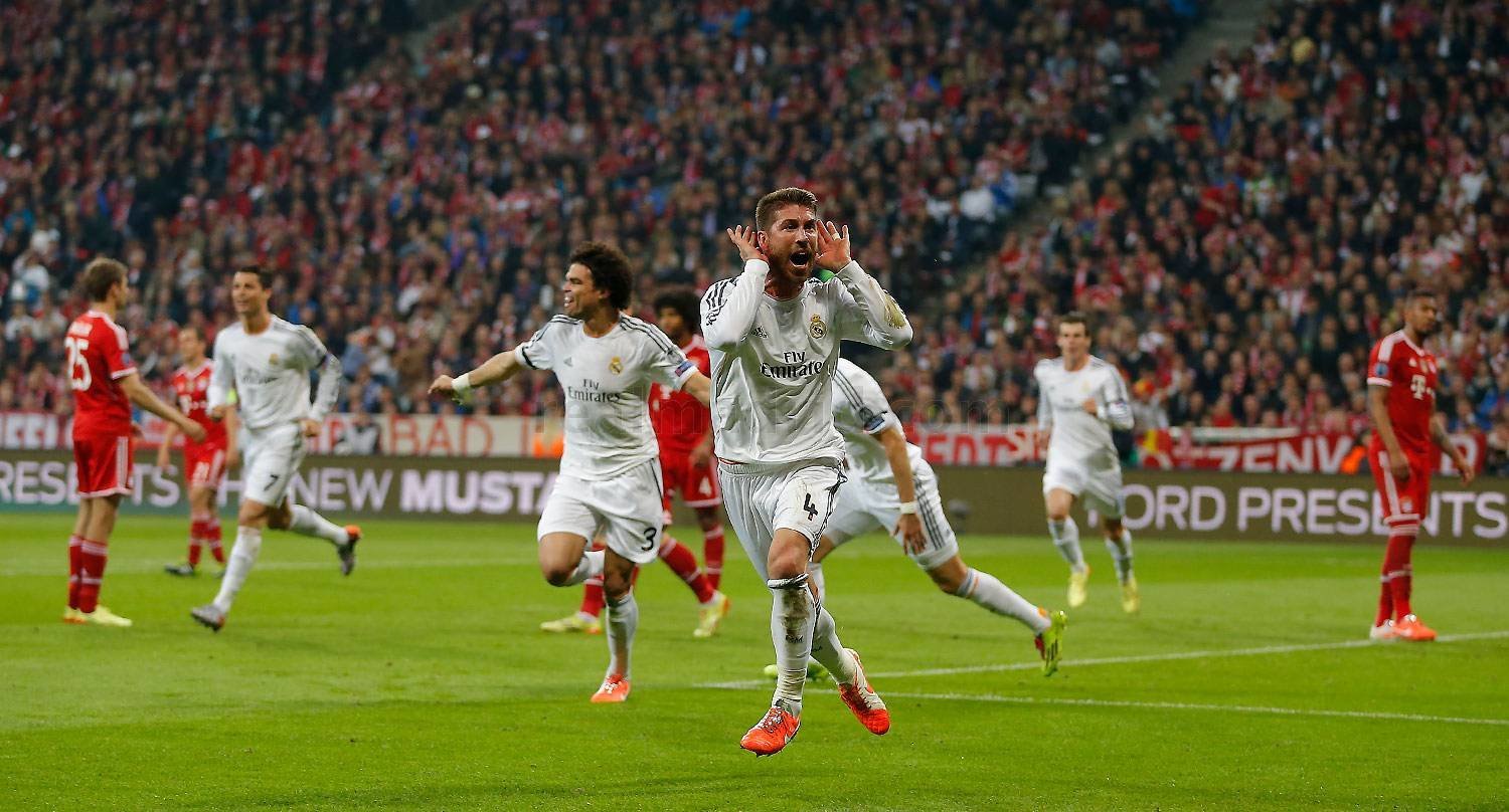 Sergio Ramos celebra uno de sus goles en Münich.