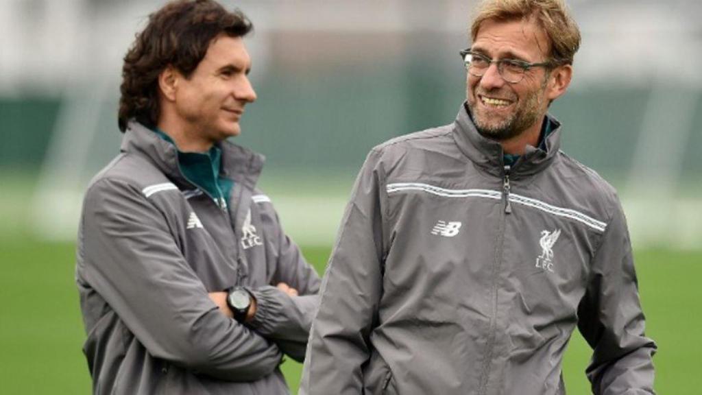 Zeljko Buvac con Klopp en un entrenamiento del Liverpool. Foto: liverpoolfc.com