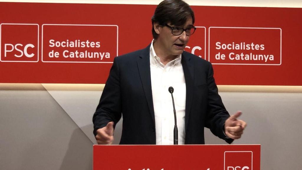El secretario de Organización del PSC Salvador Illa, durante una rueda de prensa.