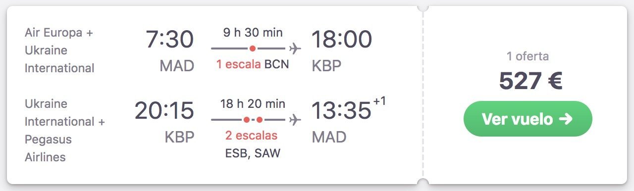 Vuelo en avión a Kiev