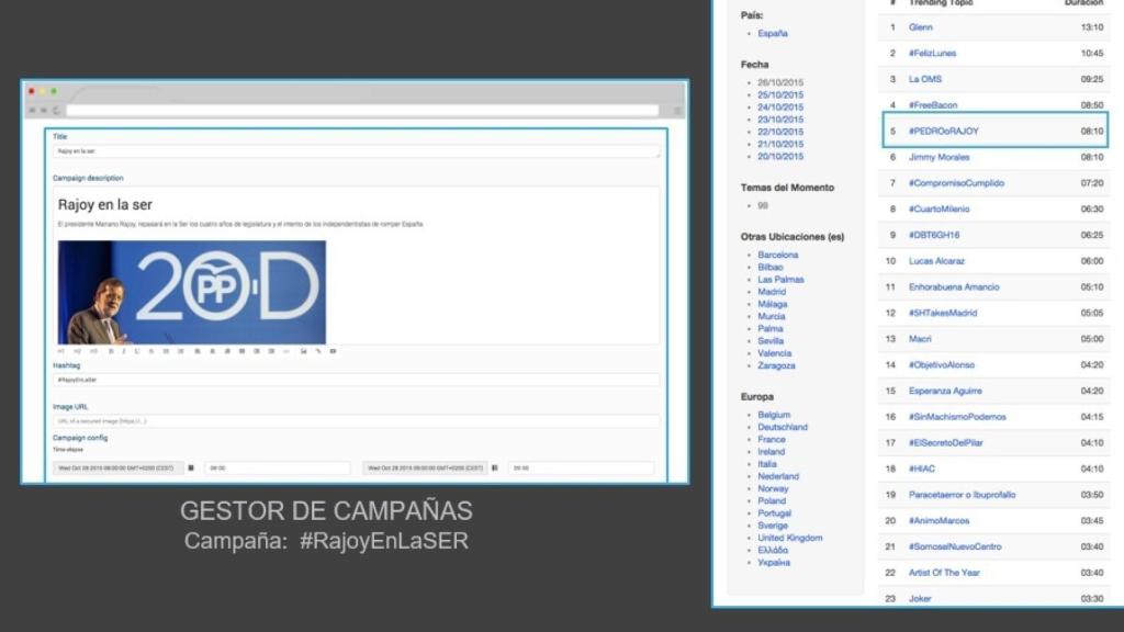 La plataforma que usó el PP para conseguir TT durante las elecciones.