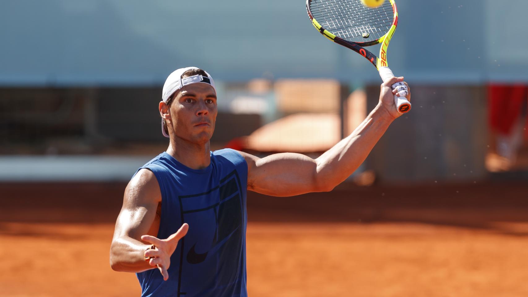 Nadal, durante un entrenamiento en Madrid.