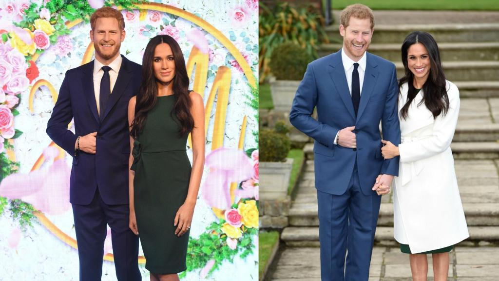 A la izquierda las figuras de cera. A la derecha la imagen del día de la pedida.