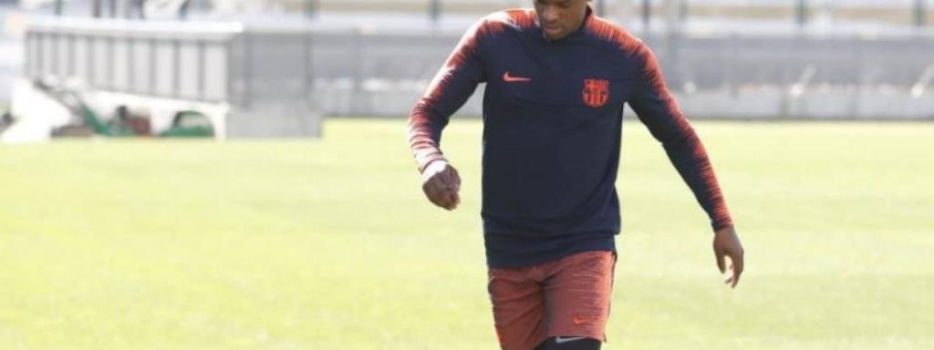 Semedo durante un entrenamiento del Barcelona. Foto: Twitter (@FCBarcelona)