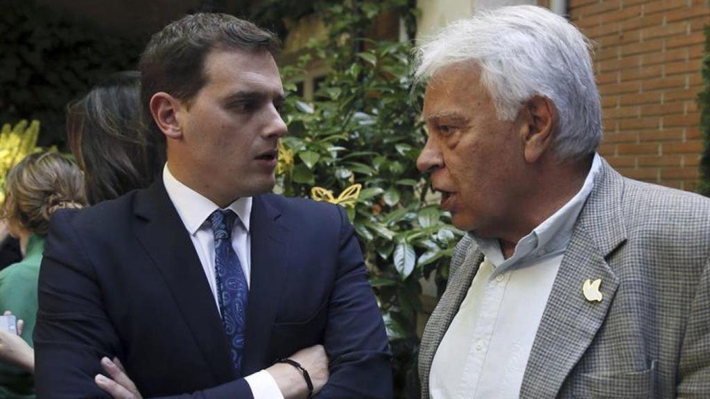 Albert Rivera y Felipe González en un acto conjunto en Madrid.