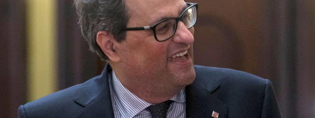 Quim Torra, antes de la reunión con el grupo parlamentario de JxCat.