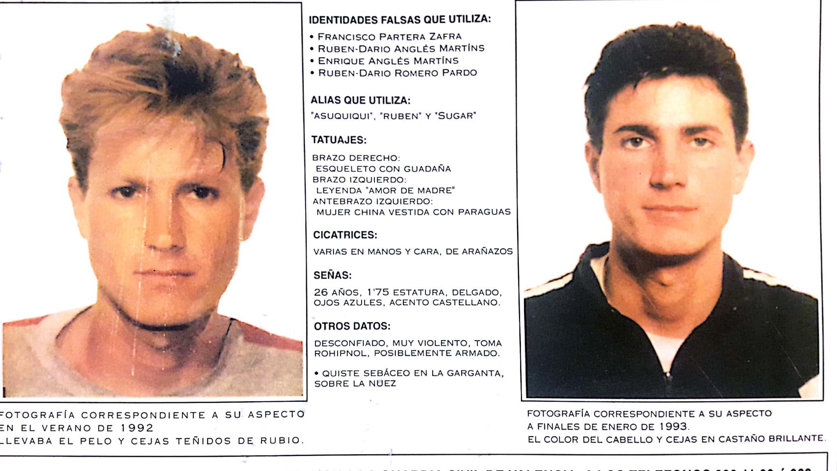 Cartel de Antonio Anglés difundido por la Interpol