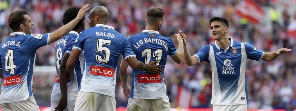 Los jugadores del Espanyol en su último partido liguero.
